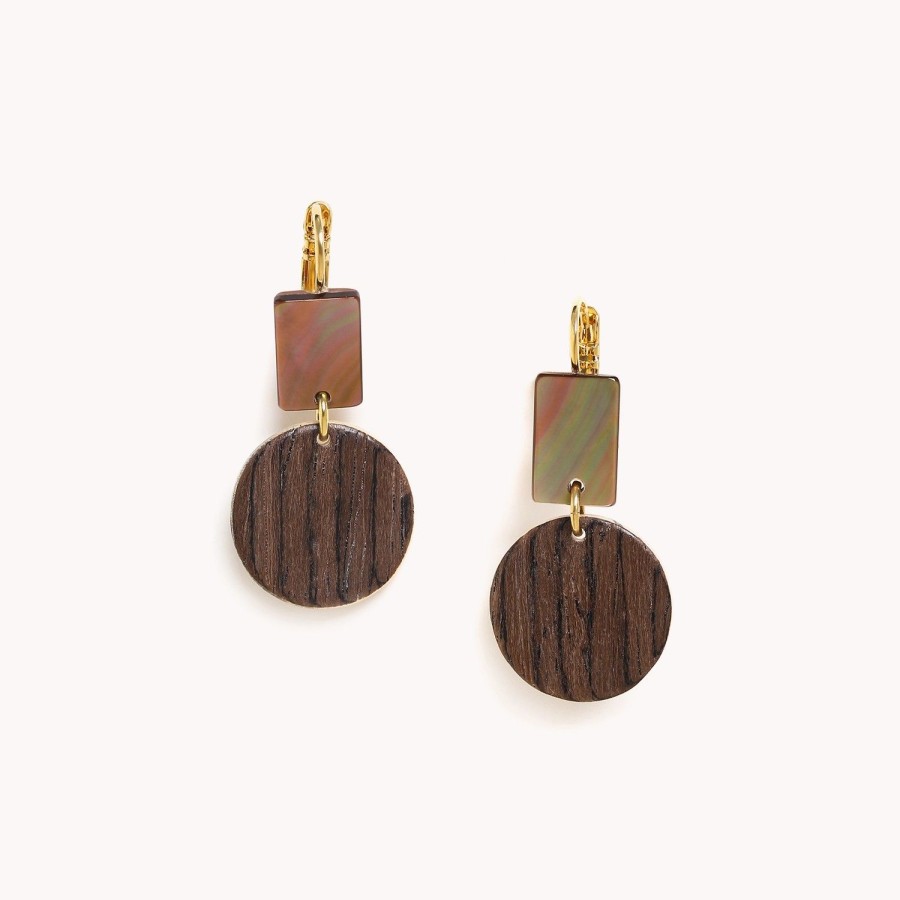 Nature Bijoux  Boucles D'Oreilles Dormeuses Petit Modele Marrons